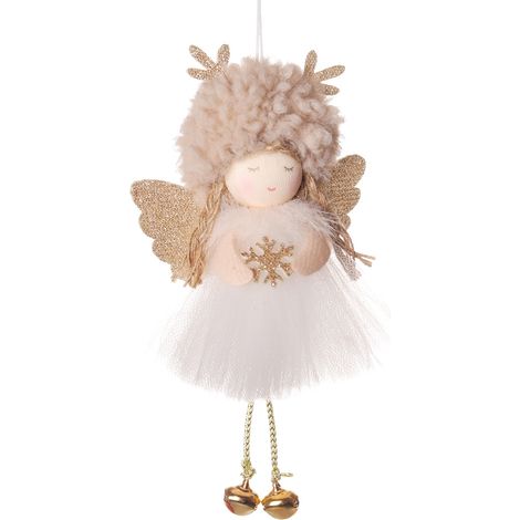 Ornements de pendentif d'arbre de Noël pendentifs d'ange de Noël, pendentif charmes d'arbre de Noël fête de Noël charmes d'arbre de Noël(chapeau de café, bois de cerf, jupe en gaze, ange) (1/5)
