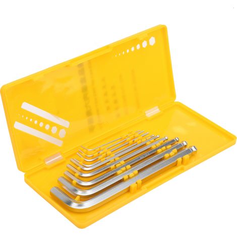 Clé hexagonale 9 pièces, coffret, polie miroir, chromée nickel, acier à outils, clé Allen, quincaillerie (1/5)