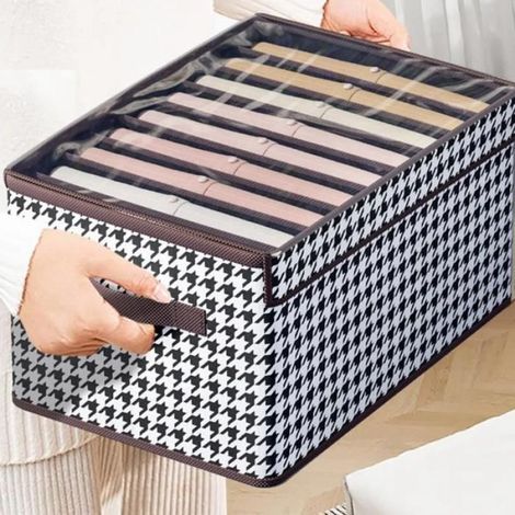 Jesunfuzhu Lot de 2 boîtes de rangement à compartiments pour jeans, grille 7/9, organiseur de tiroirs pour vêtements, lavabl (1/4)