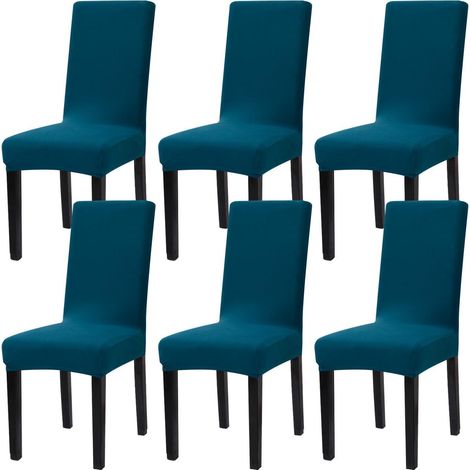 Stuhlhussen 6er Set, Stretch, Abnehmbar, Waschbar, Blau (1/5)