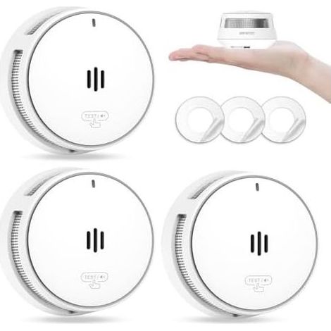 Rauchmelder, 10 Jahre Batterielaufzeit, Rauchmelder für Zuhause, große Test-/Stummschalttaste, entspricht der Norm EN14604 (3er-Pack) (1/5)