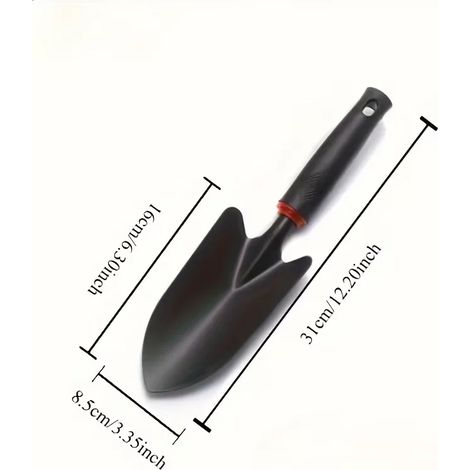 (Style 1) Truelle de jardin en métal avec manche ergonomique noir et garniture orange - Outil parfait pour planter des fleurs et des légumes (1/5)