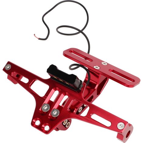 Support de plaque moto réglable avec feu arrière rouge, porte-plaque d'immatriculation universel, fixation robuste pour motocyclette (1/5)