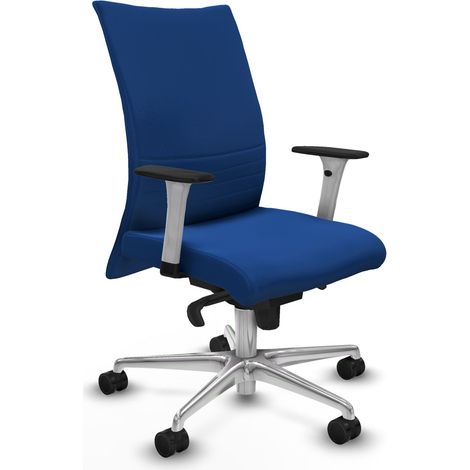 Albacete confidente sincro similpiel azul brazos 1D blancos base aluminio ruedas 65 mm nailon