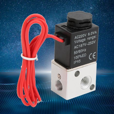 Direktwirkendes Magnetventil für Wasser, Luft und Öl, 2-Wege, 3-Positionen, Gehäuse aus Aluminiumlegierung, G1/8 Zoll (AC220 V) (1/5)