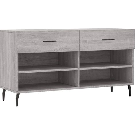 Banc à chaussures bottes commode étagère meuble entrée rangement sonoma 102 x 35 x 55 cm bois d'ingénierie gris