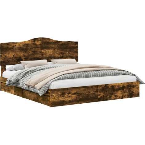 Maison Exclusive - Aufbewahrungsbett Geräucherte Eiche 180 x 200
