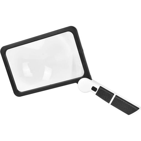 5-fache Vergrößerungslupe, drehbar, mit LED-Beleuchtung, geeignet zum Lesen, zur Schmuckbetrachtung und -prüfung (schwarz-weiß). (1/5)