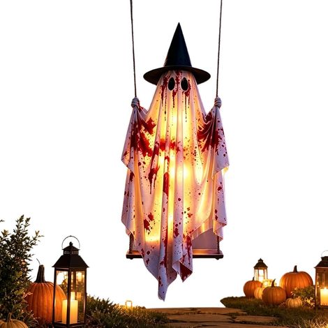 Décoration fantôme lumineuse extérieure Halloween, éclairage LED pour pelouse, jardin, cour, terrasse et maison hantée (1/5)