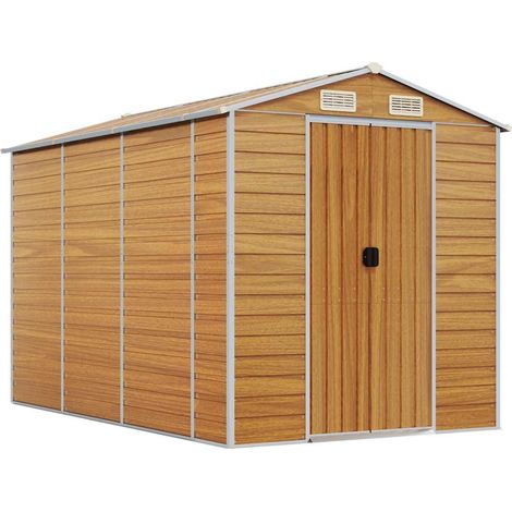 Maison Exclusive - Casetta da giardino marrone chiaro 191x300x198 cm in acciaio zincato (1/5)