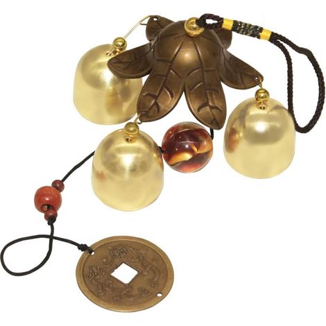 Carillon porte-bonheur en métal - Clochettes de jardin - Carillon Feng Shui - Pour porter chance - Intérieur et extérieur - Décoration suspendue pour jardin et terrasse (1/4)