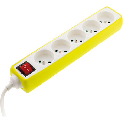 Multiprise 5x16A 2P+T + interrupteur + housse - Jaune - Zenitech (1/4)
