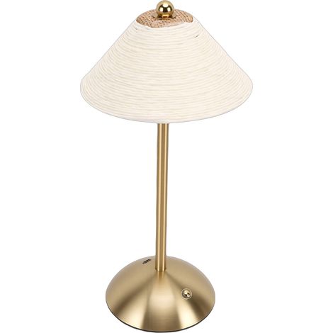 Tischlampe, 3 Farben, kabellos, handgewebter Lampenschirm aus Papierseil, Nachttischlampe für Schlafzimmer, Weiß (1/5)