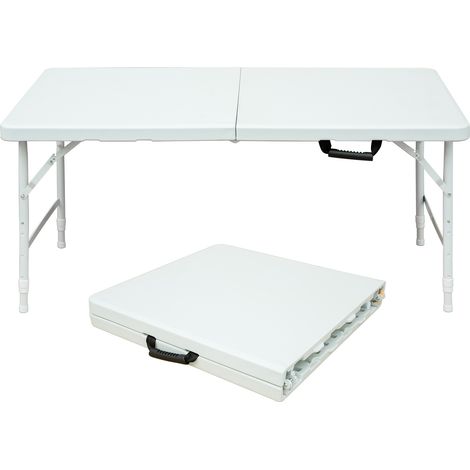 Tavolo pieghevole portatile 125 cm regolabile in altezza, robusto, bianco (1/4)