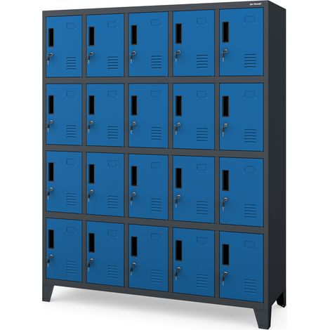 Vestiaire métallique ROBERT 1360 x 1720 x 450 mm, anthracite et bleu
