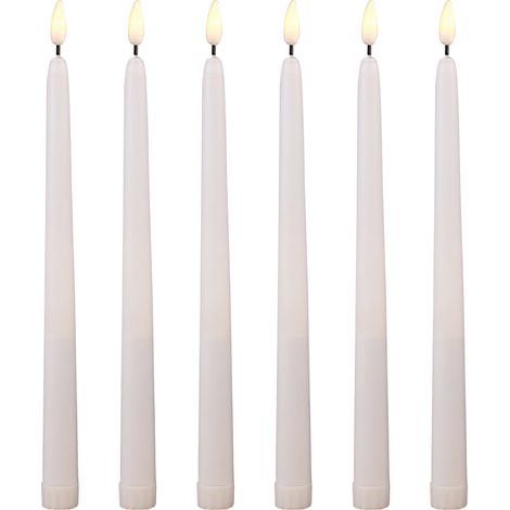 Bougies coniques sans flamme, chandelier en plastique LED, à piles, mèche 3D, pour fête de mariage, maison, blanc chaud scintillant, 6 pièces (1/5)
