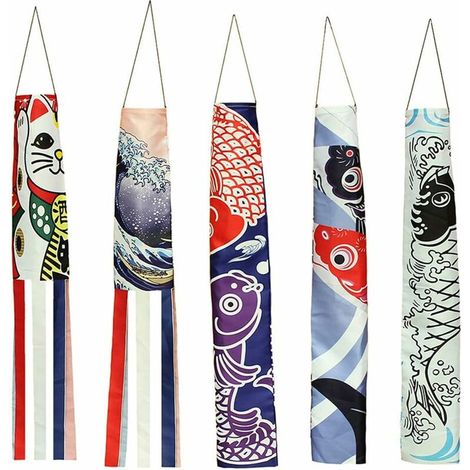 Carpe Streamer Windsock Poisson Drapeau Cerf-Volant Restaurant Décor Enfants Jouent Maison Tôt pour Enseigner Jouets Amusants Rouge Noir 70cm 5pcs (1/5)