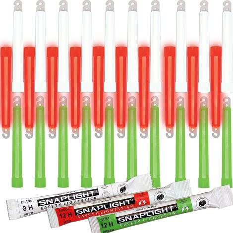 Cyalume Bastone Luminoso SnapLight Glow Stick - Confezione da 30 pezzi, 10 bianchi durata 8 ore + 10 rossi durata 12 ore + 10 verdi durata 12 ore, 15 cm (1/5)