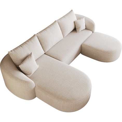 Divano angolare a U Modulare senza montaggio, Rivestimento in Tessuto, Bianco 336.0 x 168.0 x 85.0 cm (1/5)