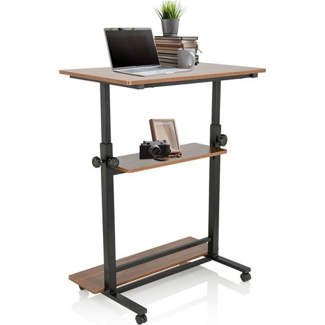 Arbeitstisch / Schreibtisch WORKSTATION II 50 x 80 cm schwarz / walnuss hjh OFFICE (1/5)
