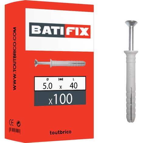 100 chevilles à frapper fraisée 5x40mm nylon Batifix