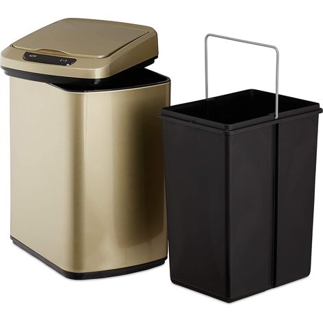 Pattumiera da cucina coperchio automatico con guarnizione contenitore 12 litri oro 1300023363