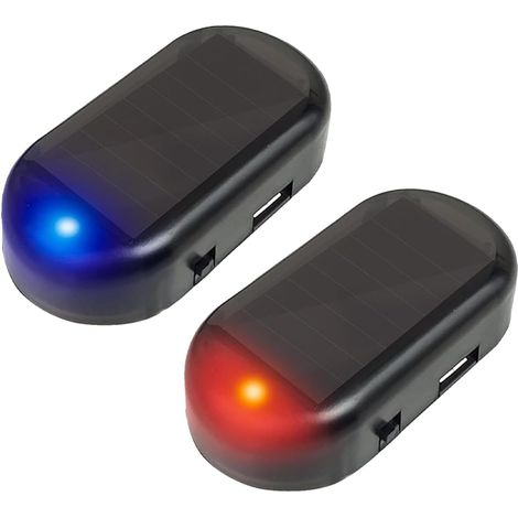 Luz de alarma para coche, alarma solar para coche, luz LED de alarma para coche, luces de alarma simuladas, luz de alarma antirrobo, alarma falsa intermitente para coche, rojo y azul (1/5)