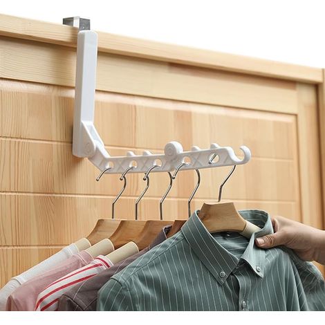 Appendiabiti da viaggio, appendiabiti da porta, salvaspazio, appendiabiti a parete retrattili con ganci, ideali per campeggio, vacanze, interni e hotel. Adatti a porte con spessore interno fino a 4,5 (1/5)