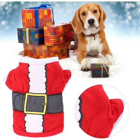 Vêtements pour animaux de compagnie en polyester à motif Père Noël, doux et confortables, pour chiens et chats, taille XS. (1/5)