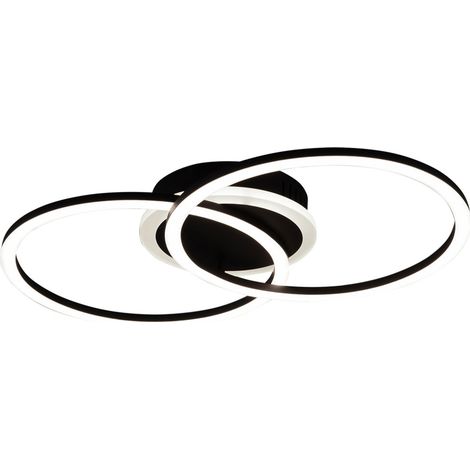 REALITY LEUCHTEN - PLAFONIERA VENIDA A LED DOPPIO CERCHIO NERO OPACO LARGHEZZA 50 CM (1/5)
