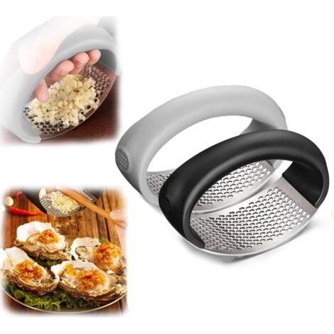 Presse-ail à bascule en acier inoxydable - Appareil de cuisson - Noir et gris 2PCdengyank (1/5)