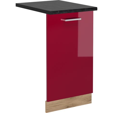Tapa del lavavajillas R-Line, Rojo Burdeos alto brillo, 45 cm , ET Antracita, Vicco