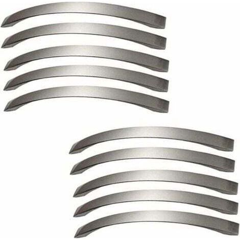 Paquet de 10 poignées de meubles minimalistes modernes - Chrome - Poignées de porte en nickel brossé Poignées de tiroir d'armoire de cuisine en acier inoxydable Distance du trou de montage 160 mm (1/4)