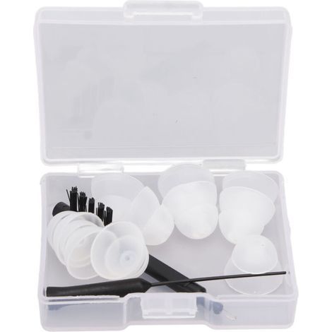 Set aus Silikon-Ohrstöpseln für professionelle Hörgeräte mit Reinigungsbürsten und Belüftungsöffnung (1/5)
