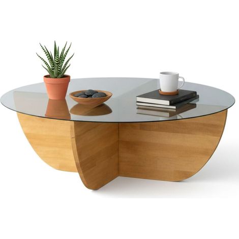 Dmora - Tavolino da salotto Jolanda, Tavolo basso da caffè, Portariviste per divano, Ripiano da soggiorno, 90x90h30 cm, Rovere