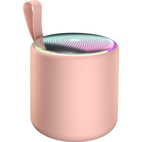 Geeignet für Bluetooth-Lautsprecher – Mini-Tischlautsprecher für unterwegs mit verbessertem Bass, Hi-Fi-Klangqualität und elegantem rosa Design.