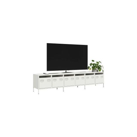 Meuble TV blanc 202x39x43,5 acier laminé à froid (1/5)