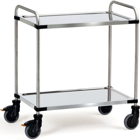 fetra Edelstahlwagen, Ladefläche 800 x 500 mm, 2 Böden (1/3)