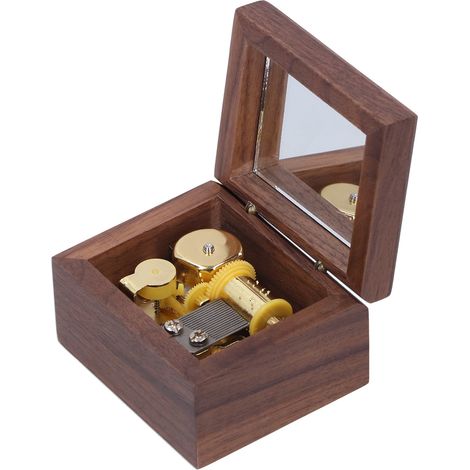 Boîte à musique en noyer avec mouvement horlogerie, artisanat bois cadeau pour Saint-Valentin ou anniversaire (1/5)