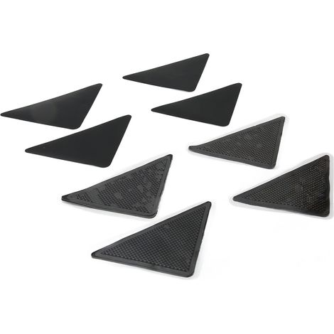 Lot de 4 sous-tapis triangulaires antidérapants à forte adhérence, adaptés aux sols carrelés et en parquet.