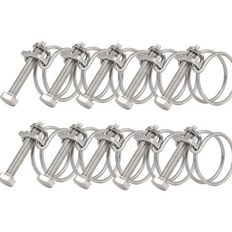 Colliers de serrage à double câble de 25-29 mm, 10 clips de tuyau en acier inoxydable 201, dispositif de fixation universel pour tuyauterie réglable (lot de 10) (1/5)