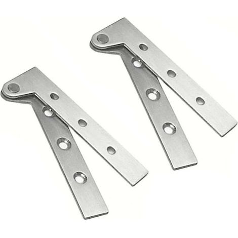 Paquete de 2 bisagras pivotantes ocultas de acero inoxidable para puerta, rotación de 360 grados, bisagras de cuchilla desplazadas de 4 pulgadas, bisagra pivotante oculta, color plata cepillada