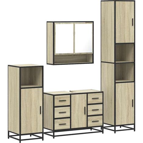 Maison Exclusive - 4-tlg. Badmöbel-Set Sonoma-Eiche Holzwerkstoff