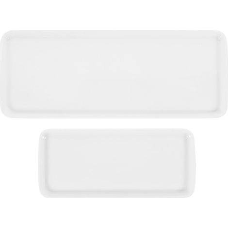 Plateaux en Céramique Blanc Facile à Nettoyer Lot de 2 pour Salle de Bain pour Rangement Comptoir de ou Réservoir de Toilettes'-'- (1/5)