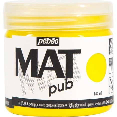 Peinture Acrylique - PEBEO - Jaune Primaire - 140ml - Finition Mat - Extra Fine (1/4)