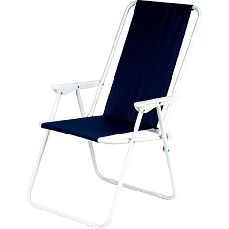Sedia da Spiaggia e Giardino Pieghevole Relax Esterno con Spalliera Alta Blu Leggera e Robusta in Metallo e Tessuto 52x48x86 cm per Campeggio e Mare.