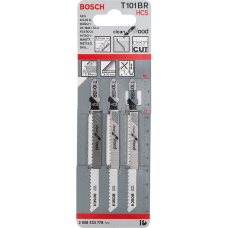 Stichsägeblatt T 101 BR Clean for Wood L.100mm Zahnteilung 2,5mm HCS 3er Pack