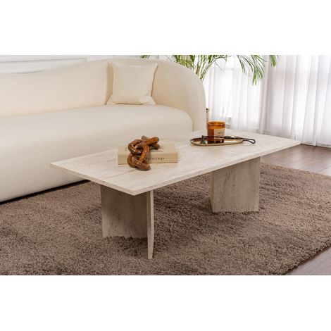 Mesa de centro de travertino, 119 cm. Revestimiento 100% melaminizado, 18 mm de grosor. Diseño moderno para el hogar y la oficina.