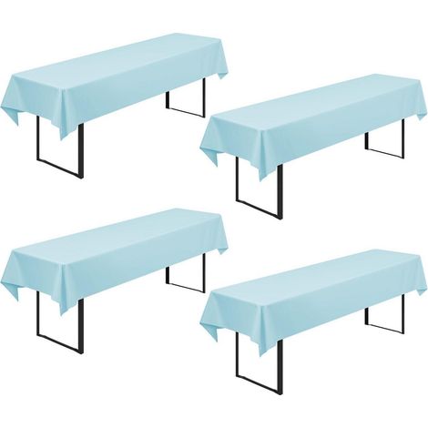 Set de 4 housses de table de bière 250x100cm Bleu clair, Polyester, Lavable