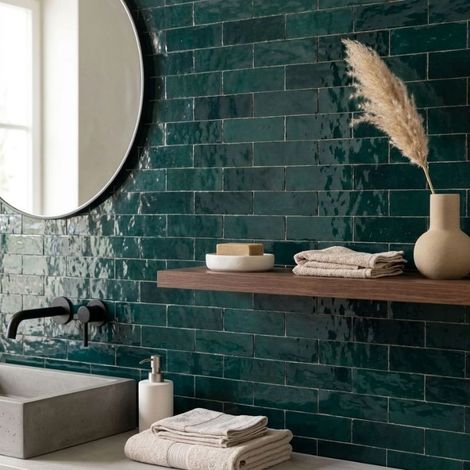 Véritable Zellige Marocain Bleu Pétrole N 59 5x15 cm - Paquet de 0,5 m² - Ti'ma Stone (1/4)